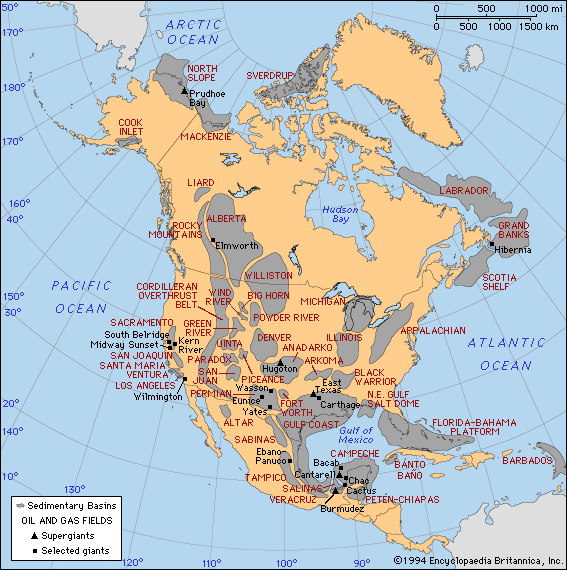 Oil and natural gas reserves of north america